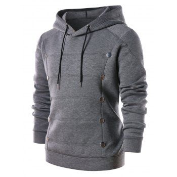 

Metal Round Embellished Pullover Hoodie, Black