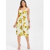 Vacation Sundress Sunflower Print Button Up Summer A Line Cami Dress -  