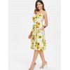 Vacation Sundress Sunflower Print Button Up Summer A Line Cami Dress -  