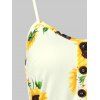 Vacation Sundress Sunflower Print Button Up Summer A Line Cami Dress -  