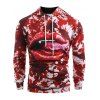 Sweat à Capuche Lâche Langue Lèvre Sang Imprimé de Style Halloween - Rouge Lave L