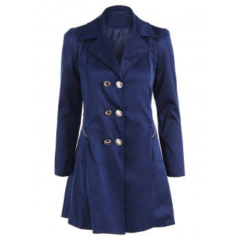 

Fit and Flare Double Breasted Coat, Cadetblue