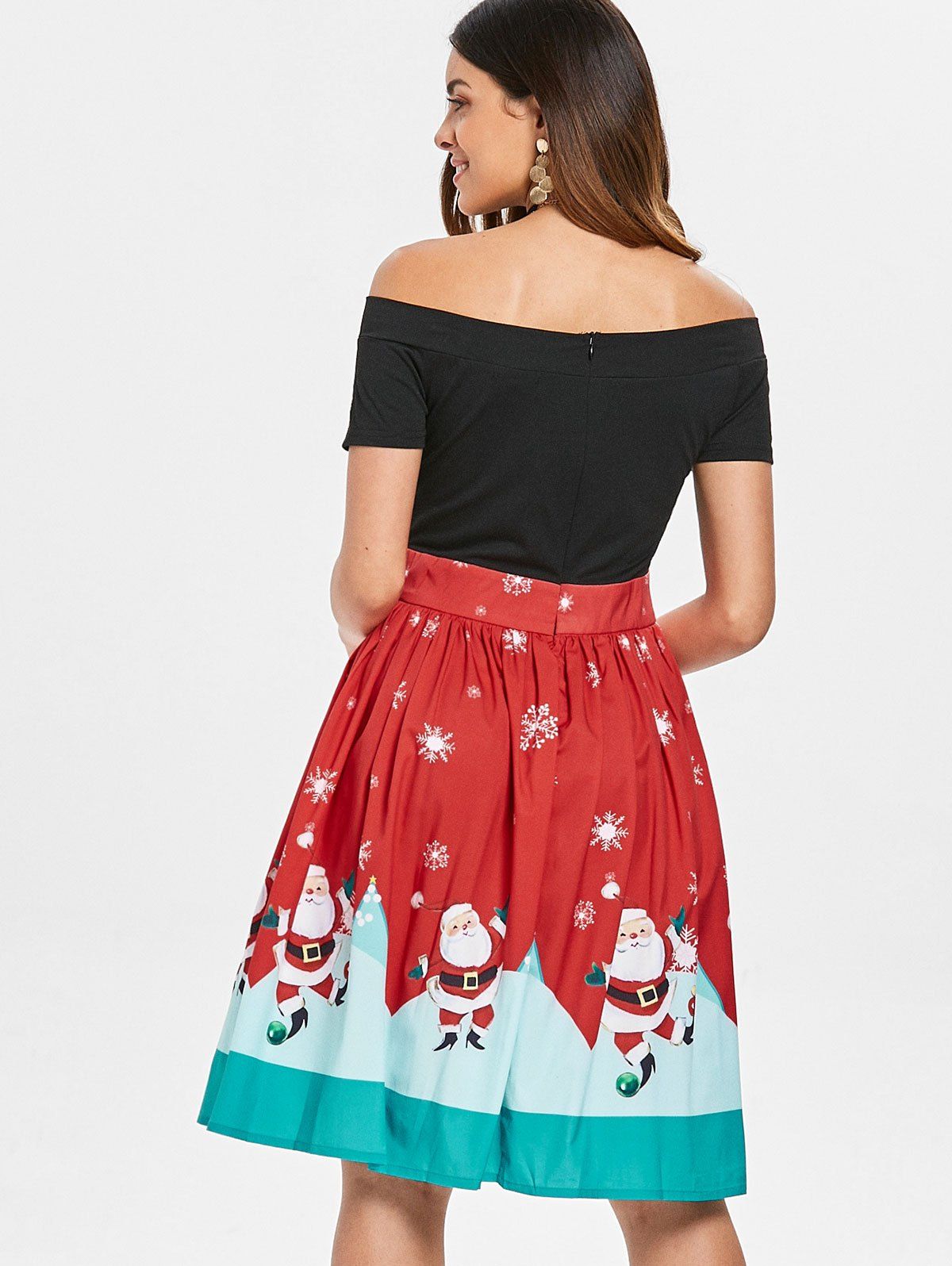 [23% OFF] 2021 Christmas Off The Shoulder Swing Dress In RED | DressLily