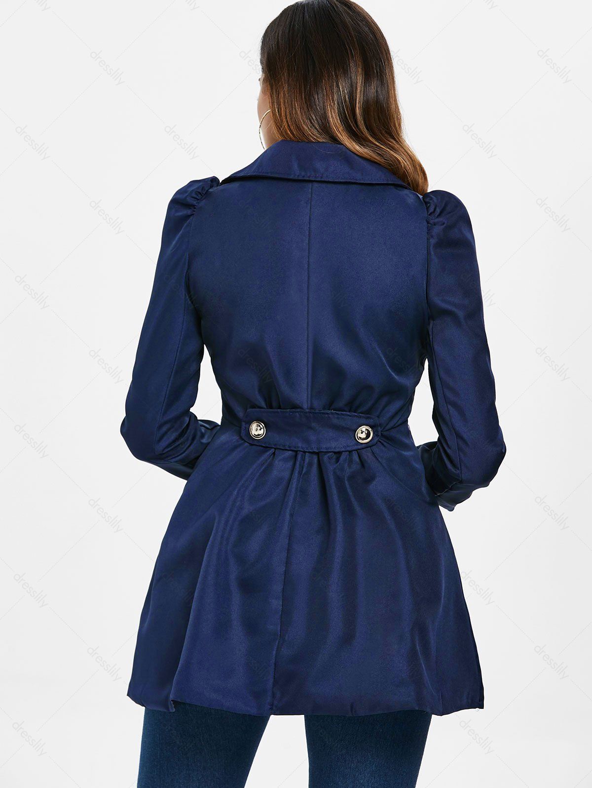 Manteau évasé à Double Boutonnage - Cadetblue XL