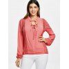 Lace Panel Top with Tie - WATERMELON PINK XL