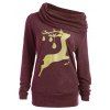 Cowl Neck Elk Deer Print Sweatshirt - DEEP GRAY S