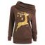 Sweat-shirt à Col Bénitier Imprimé Cerf - café L