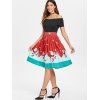 Christmas Off The Shoulder Swing Dress - RED M
