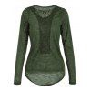 T-shirt en Couleur Solide en Crochet Ajouré - Vert Armée M