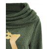 Sweat-shirt à Col Bénitier Imprimé Cerf - Olive Verte S