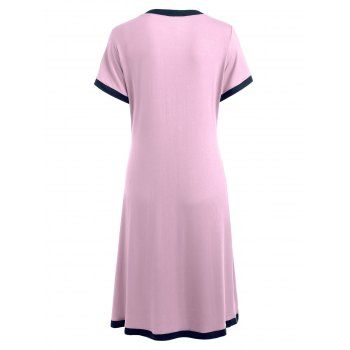 

Short Sleeve Button Up Sleep Dress, Light pink