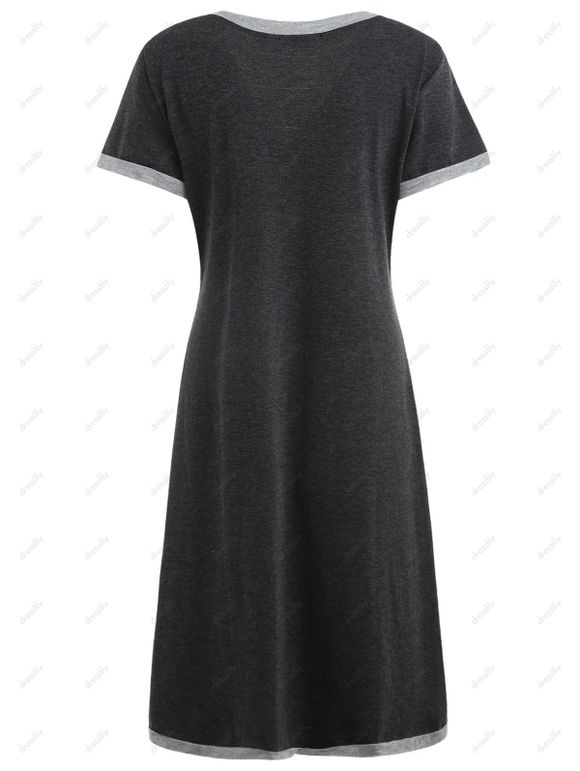 Robe De Sommeil Boutonné Manches Courtes - Gris M