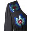 Robe Motif de Papillon avec Paillette à Manches Fendue - Noir XL