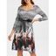 Robe Rétro Evasée Rayée Chat Imprimée - multicolor S