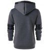 Sweat-Shirt à Capuche avec Empiècements en Cuir PU Orné de Boutons - Gris L