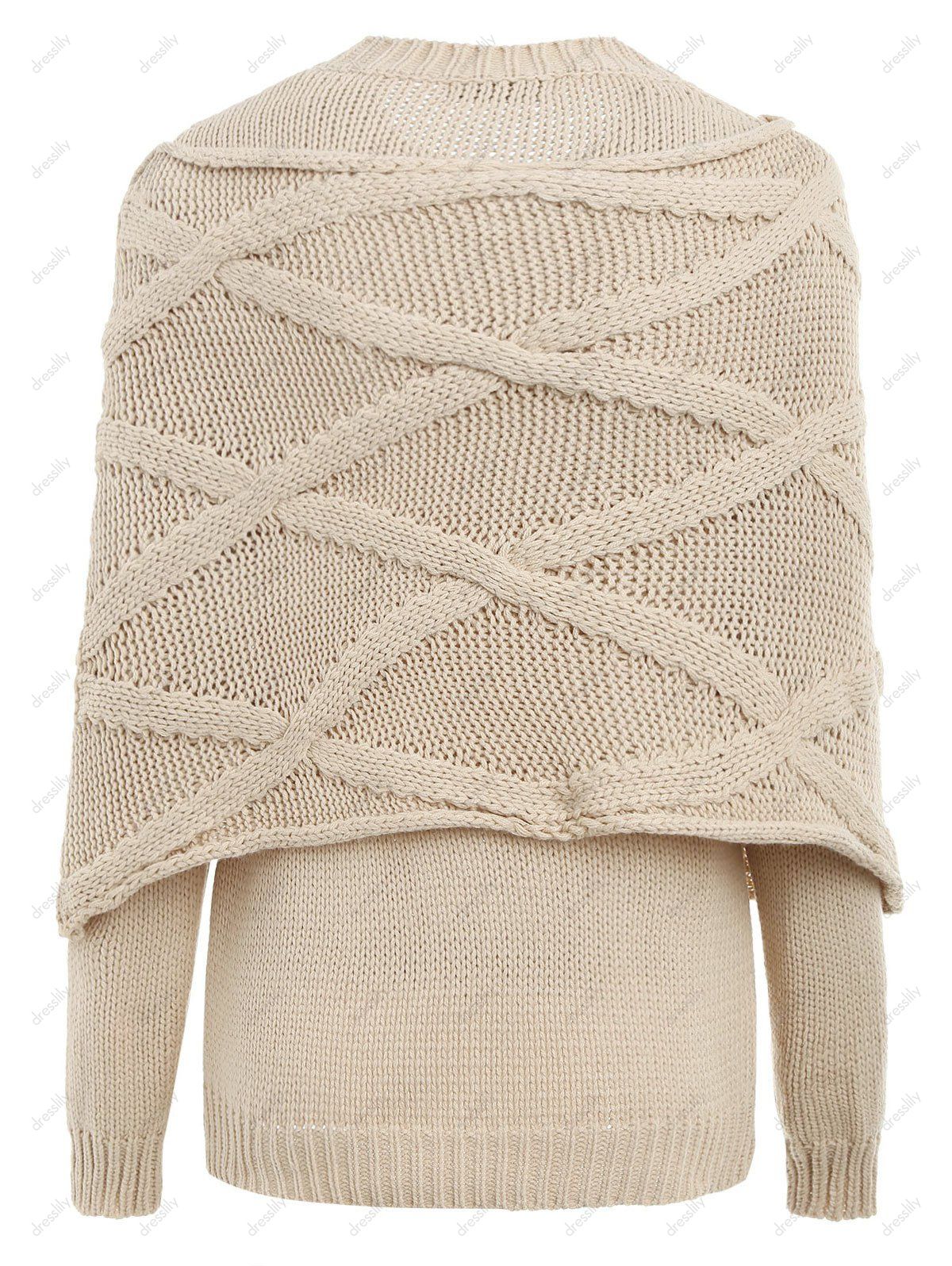 beaded long sleeve cable knit sweater