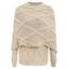 Long Sleeve Cable Knit Sweater with Scarf - BEIGE L