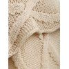 Long Sleeve Cable Knit Sweater with Scarf - BEIGE L