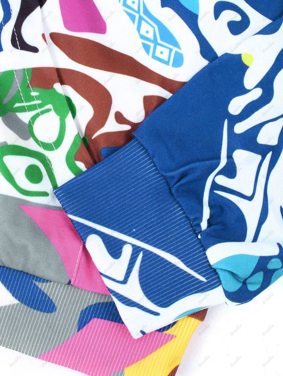 Sweat-Shirt à Capuche avec Cordon de Serrage à Imprimé Figures Variées - multicolor L