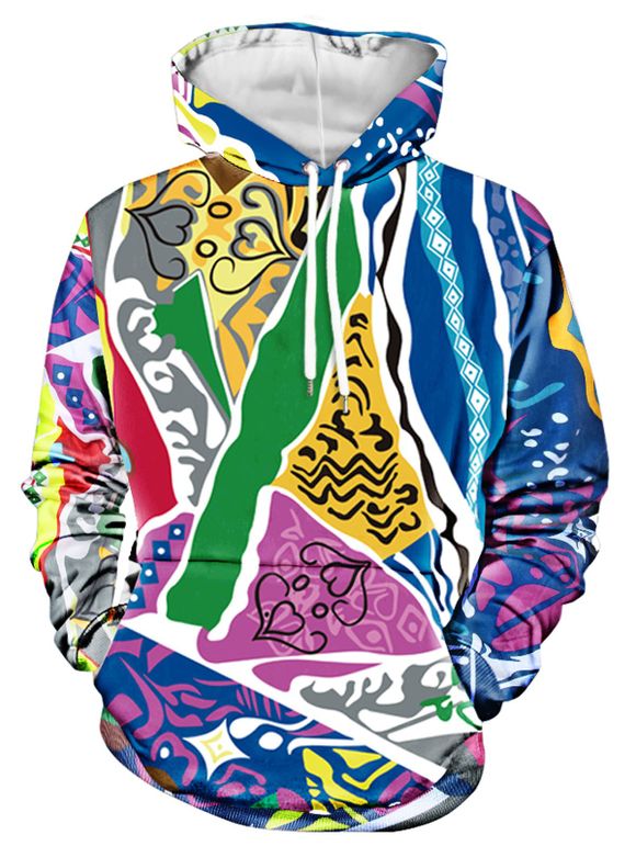 Sweat-Shirt à Capuche avec Cordon de Serrage à Imprimé Figures Variées - multicolor M