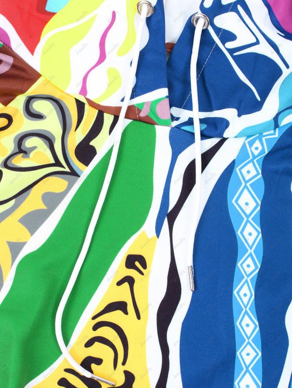 Sweat-Shirt à Capuche avec Cordon de Serrage à Imprimé Figures Variées - multicolor L