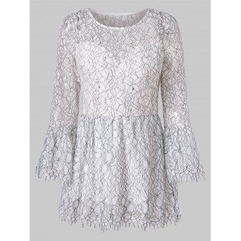 

Bell Sleeve Lace Peplum Blouse, White