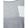 Pocketed Color Block Striped Sleeve T-shirt - GRAY S