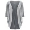 Cardigan Lâche en Couleur Unie sans Col à Manches 3/4 - Gris S