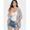 Trendy 3/4 Sleeve Loose Collarless Solid Color Cardigan For Women - GRAY S