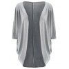 Trendy 3/4 Sleeve Loose Collarless Solid Color Cardigan For Women - GRAY M