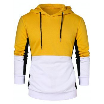 

Panel Drawstring Pullover Hoodie, Multicolor