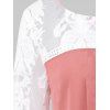 Lace Panel Flare Sleeve Blouse - BEAN RED 2XL