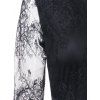 Flower Lace Panel Long Sleeve Maxi Formal Dress - BLACK M