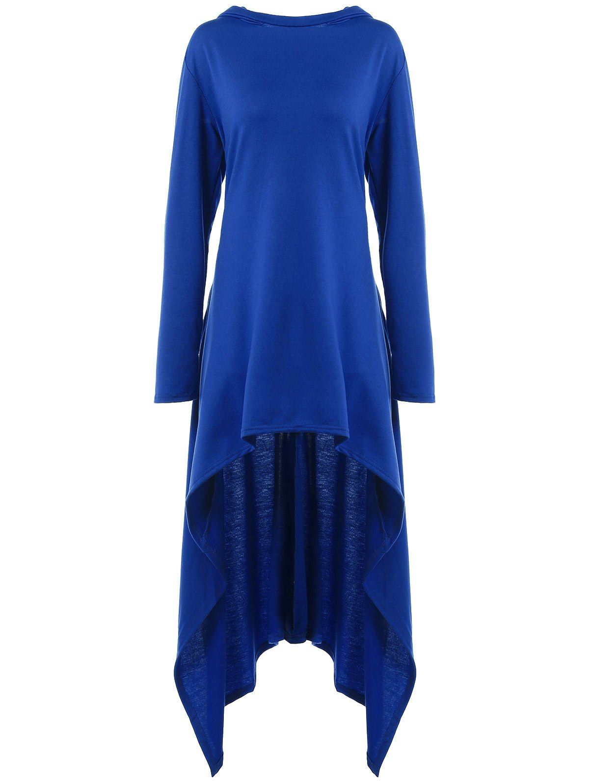 Robe à capuche asymétrique Chinée - Bleu L