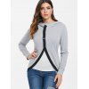 Color Block Button Up Hoodie - LIGHT GRAY M