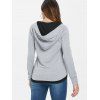 Sweat à Capuche Boutonné en Blocs de Couleurs - Gris Clair XL