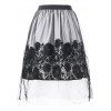 High Waist Lace Applique Mesh Overlap Skirt - BLACK 2XL