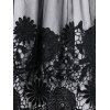 High Waist Lace Applique Mesh Overlap Skirt - BLACK 2XL