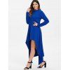 High Low Hooded Dress with Long Sleeves - BLUE L