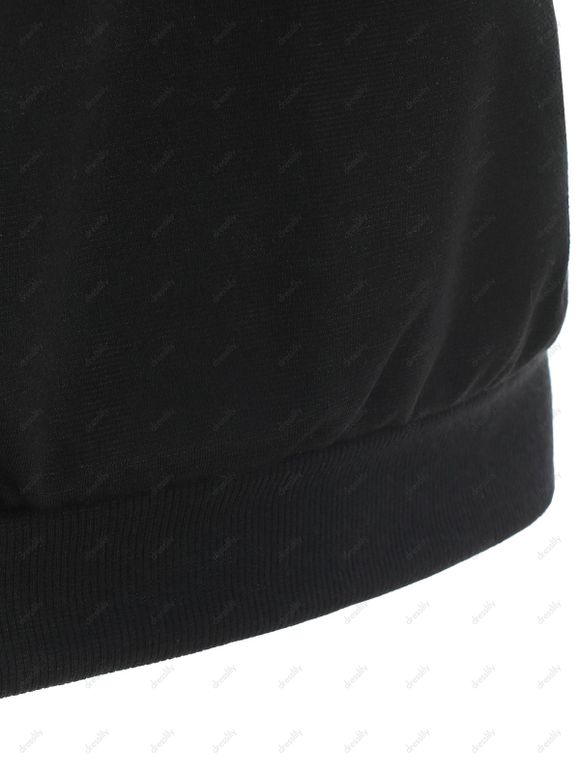 Sweat-shirt Élégant Ample Zippé à Col en V à Manches Longues Pour Femme - Noir XL