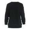 Sweat-shirt Élégant Ample Zippé à Col en V à Manches Longues Pour Femme - Noir XL