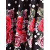 Robe Florale Imprimée à Pois à Col en Forme de Cœur - Noir XL