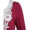 Crochet Panel Flare Sleeve Tunic Dress - RED WINE S