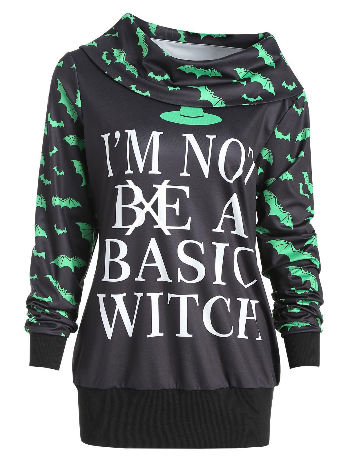 Halloween Bat Print Sweatshirt - BLACK XL