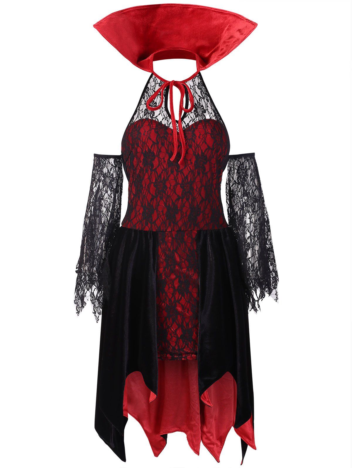 Robe d'Halloween Vampire en Dentelle - Rouge XL