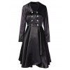 Turn Down Collar Solid Color Dress - BLACK XL