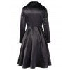 Turn Down Collar Solid Color Dress - BLACK XL
