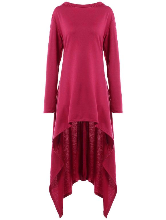 Robe à Capuche Haute Basse à Manches Longues - RAL4002 Rouge Violet XL