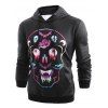 Sweat-Shirt à Capuche Pullover à Imprimé Crâne Coloré pour Halloween - Noir XS