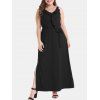 Robe Fendue Détaillée de Grande Taille à Col V - Noir L